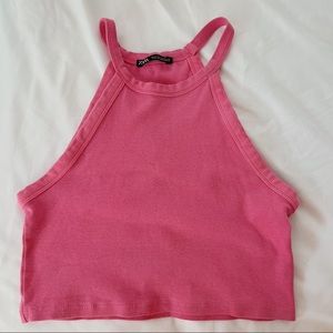pink halter crop top